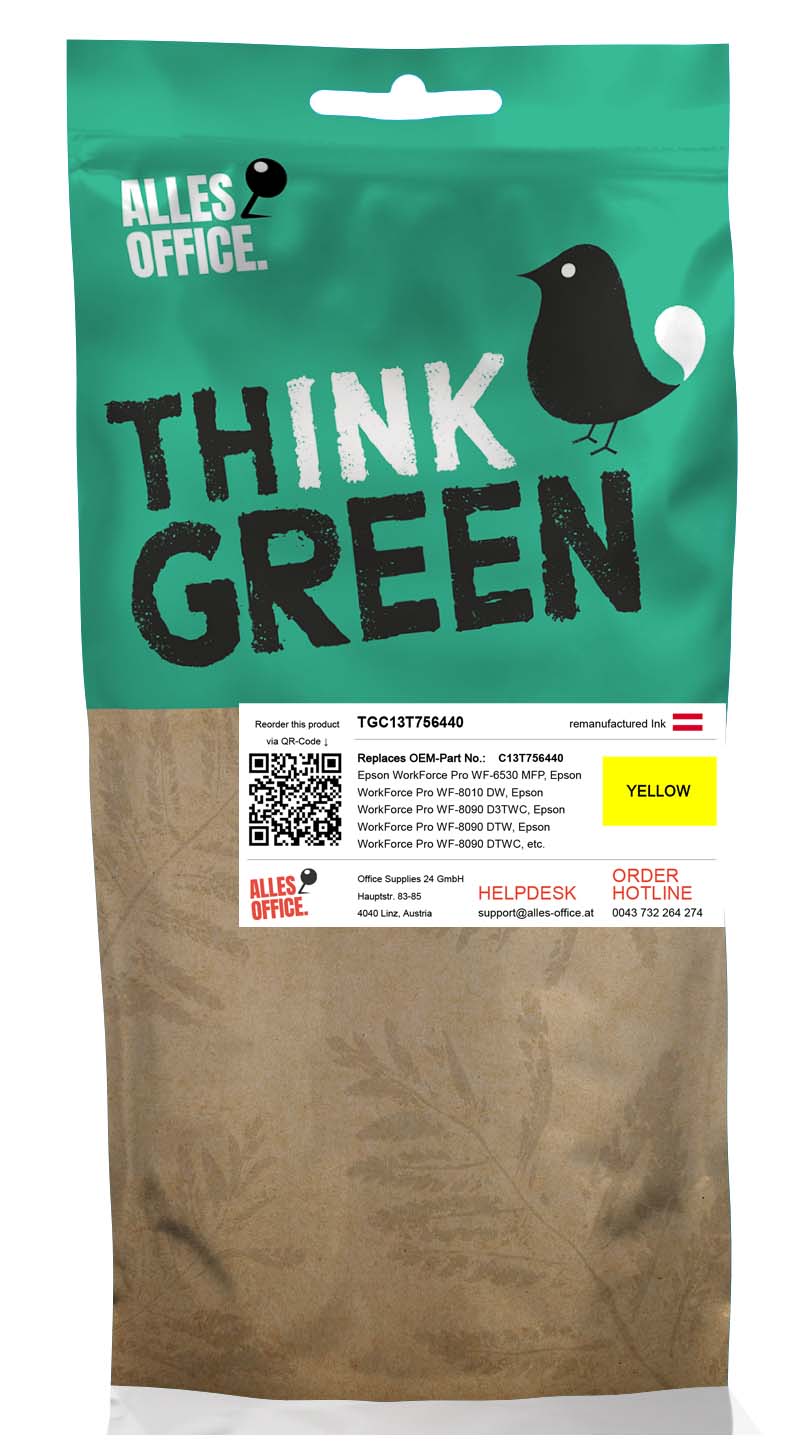ThinkGreen Epson C13T756440 / T7564 Tinte gelb