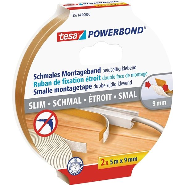Tesa Montageband, doppelseitig, 2 x 9 mm x 5 m