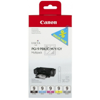 Canon Tintenpatrone gelb, magenta, photo schwarz, cyan, grau (1034B011, PGI-9C, PGI-9GY, PGI-9M, PGI-9PBK, PGI-9Y)