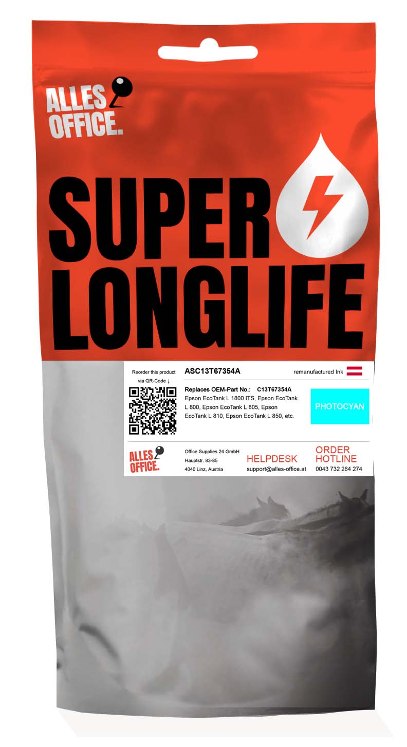 Superlonglife Epson C13T67354A / T6735 Tinte cyan foto