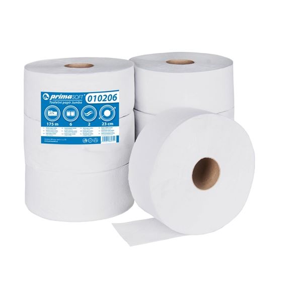 Toilette. Jumbo Primasoft 2-lagig,weiß,23cm,6 Rollen