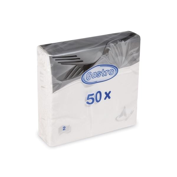 Papierservietten, doppellagig, weiß, 50 Stück