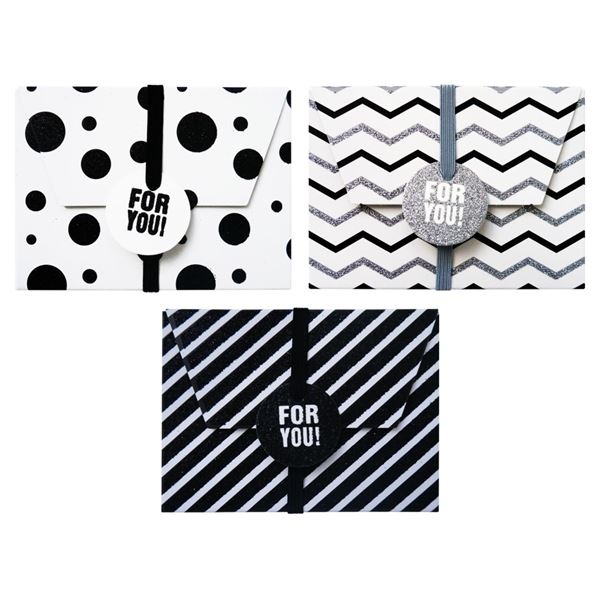 Geschenkumschläge - schwarz und weiß, 3 Stück