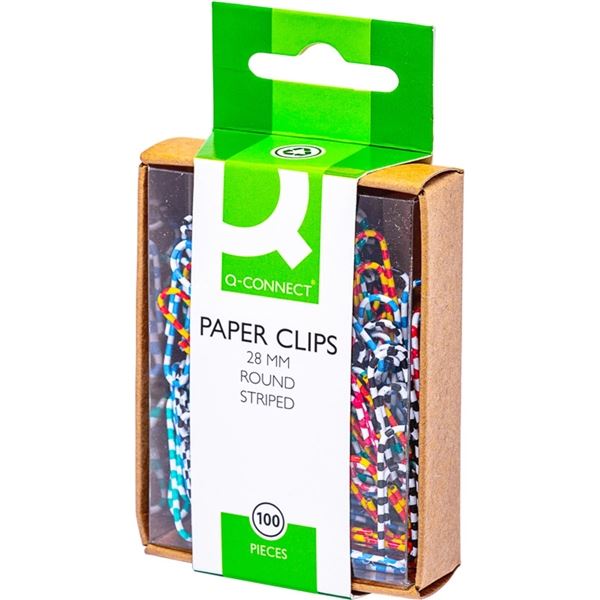 Büroklammern Q-Connect 28 mm, Farbmischung, 100 Stück