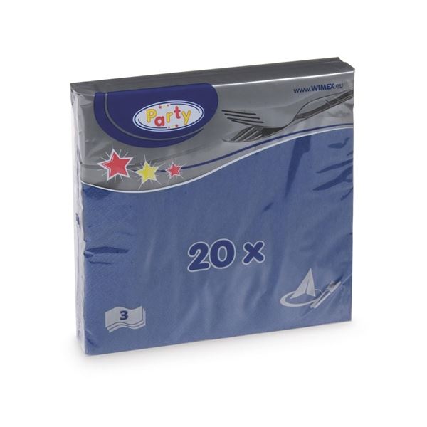 Papierservietten dreilagig, blau, 20 Stück