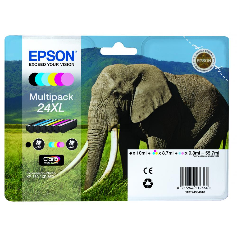 Epson Tintenpatrone gelb, cyan light, magenta light, magenta, schwarz, cyan HC (C13T24384010, T2438)