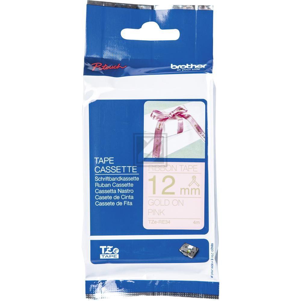 Brother Schriftbandkassette gold/rosa (TZE-RE34)