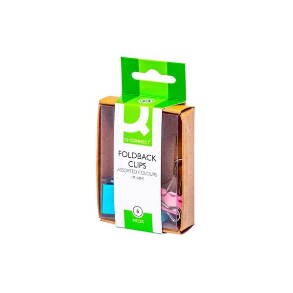 Metallklammern Q-Connect, 19 mm, farblich gemischt, 6 Stück