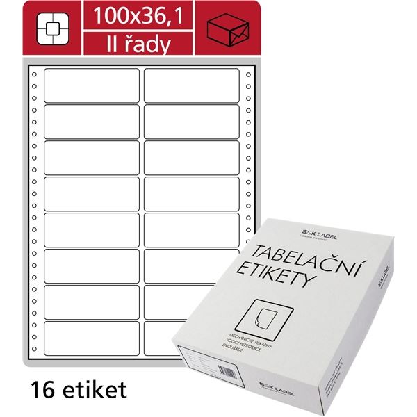 Zweireihige Etiketten, 100 x 36,1 mm, 8000 Stück