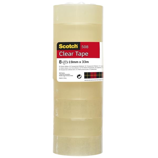 Scotch® Transparentes Klebeband 508, 19 mm × 33 m, 8 Stück