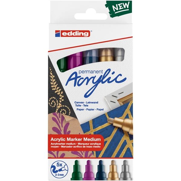 Acrylmarker e-5100/5 M, Metallic-Set