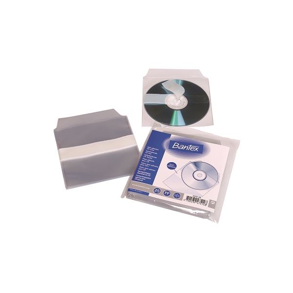 Selbstklebende Taschen Bantex für CD / DVD, 25 Stück