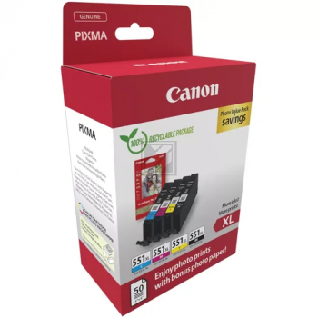 6443B008 CANON CLI551XL Pixma Tinte+Fotopapier (4) cmy pbk HC w/o SEC