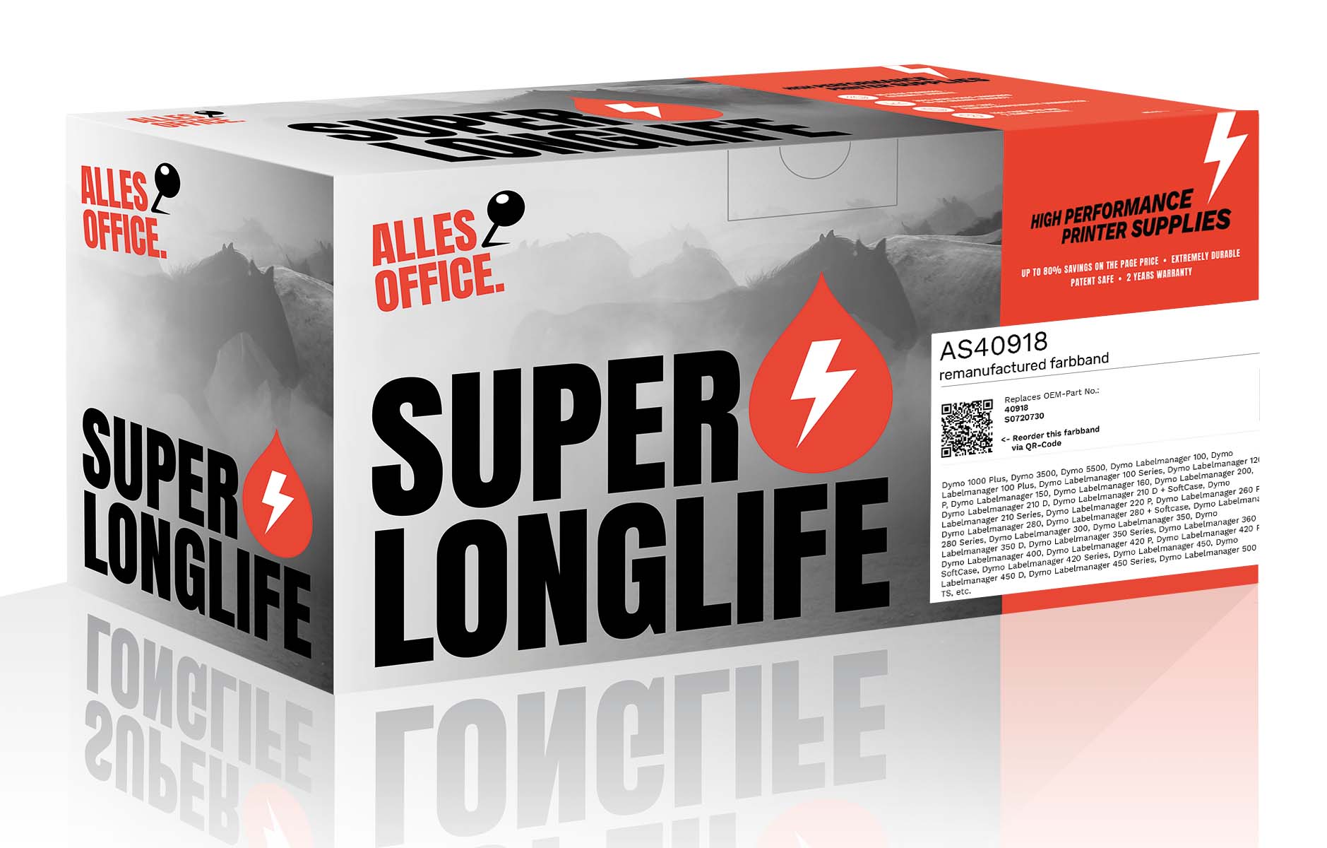 Superlonglife Dymo 40918 / S0720730 Farbband schwarz, gelb