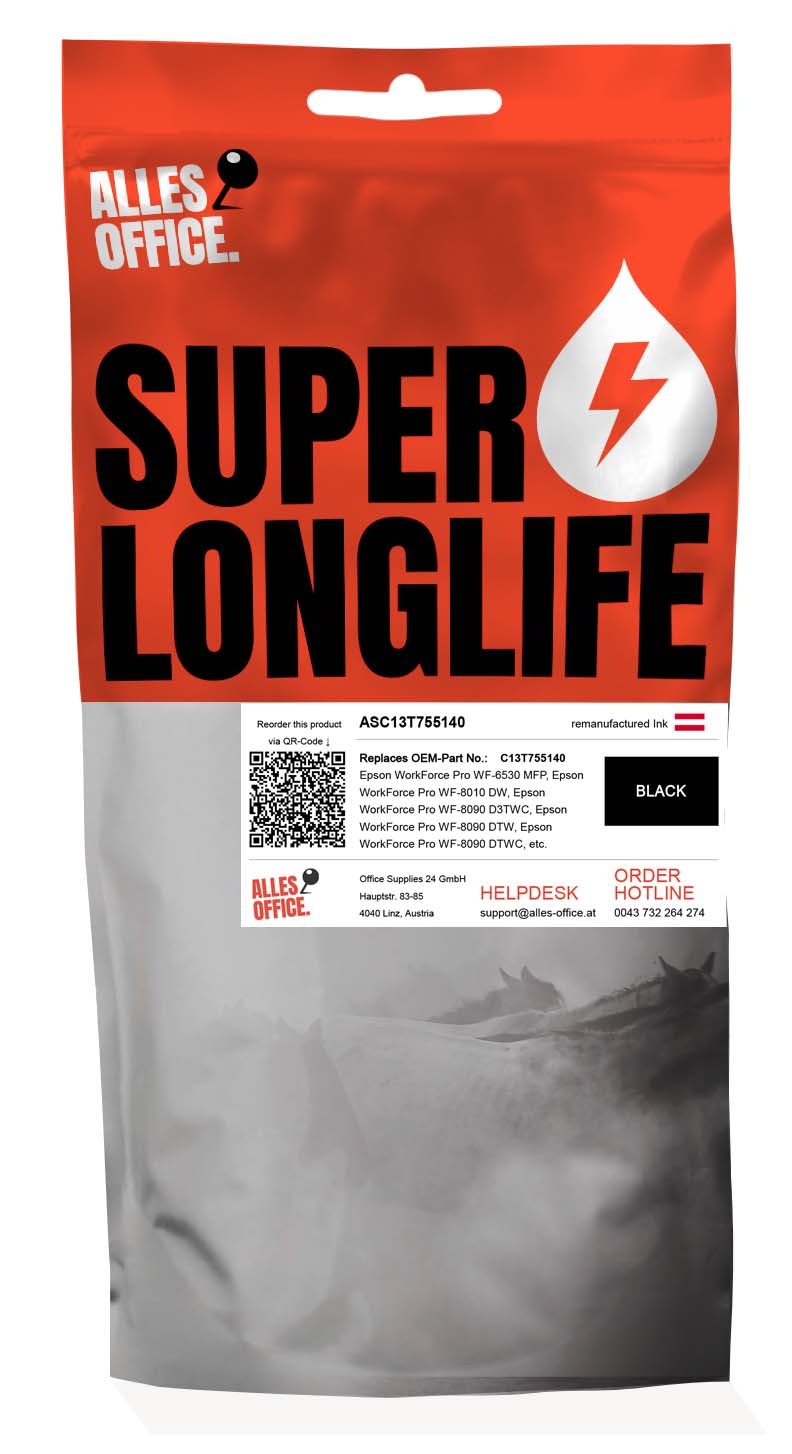 Superlonglife Epson C13T755140 / T7551 Tinte schwarz