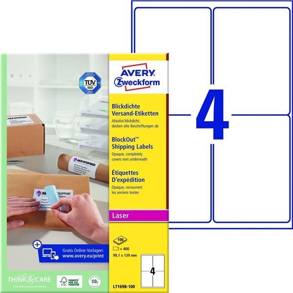 Verpackungsetiketten, 99,1 x 139,0 mm, 400 Stück