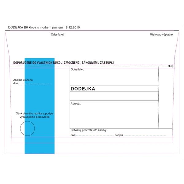 Lieferscheine B6 - blau gestreift, selbstklebend, 100 Stück