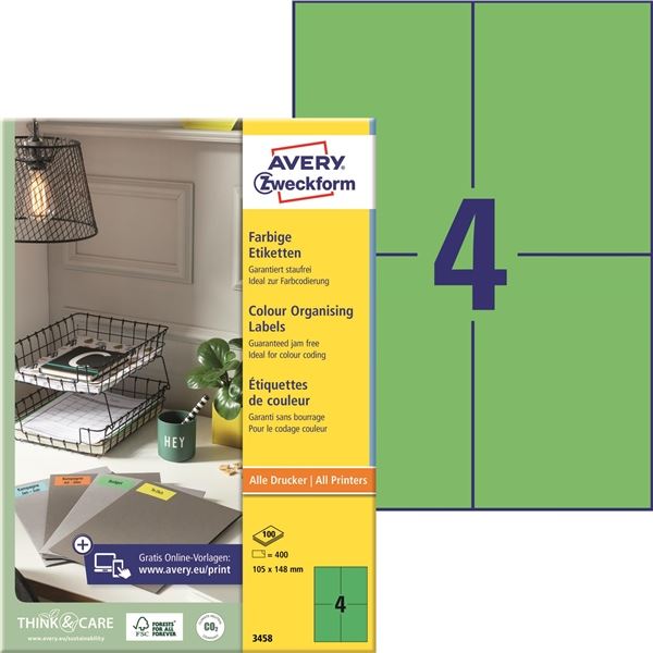 Grüne Universal-Etiketten, 105 x 148 mm, 400 Stück
