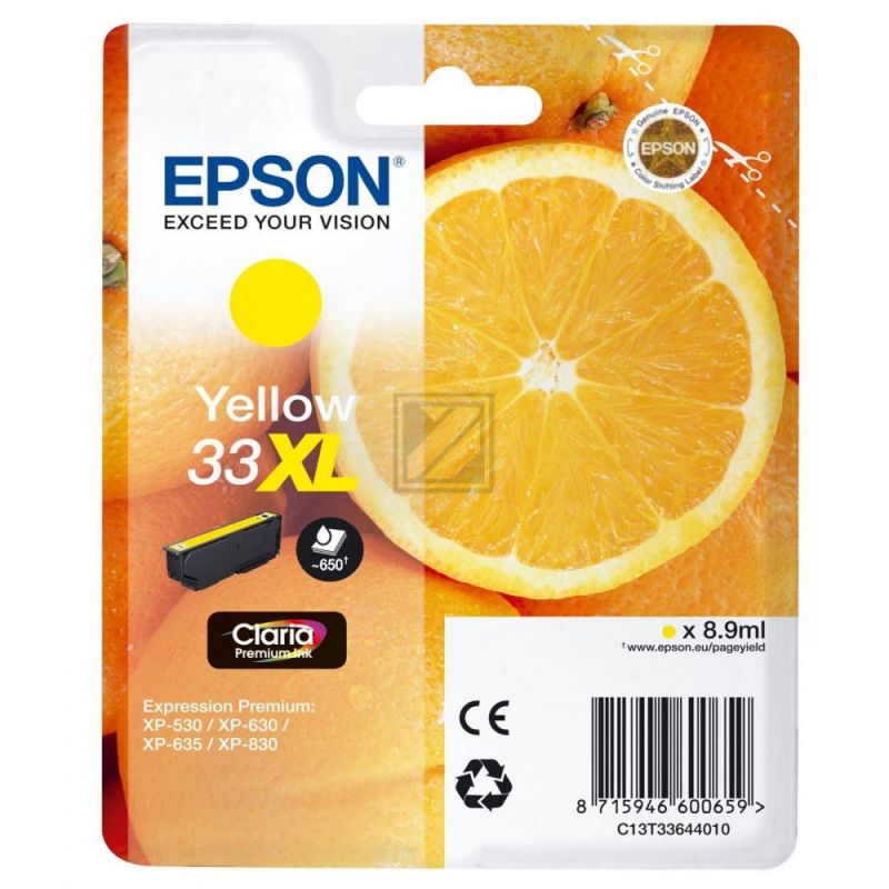 Original Epson C13T33644012 / 33XL Tinte gelb
