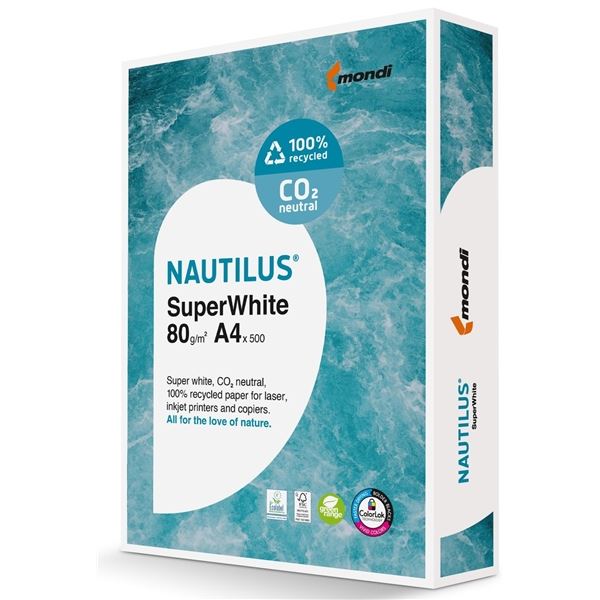 Recyclingpapier Nautilus Superwhite, A4, 80 g, 500 l.