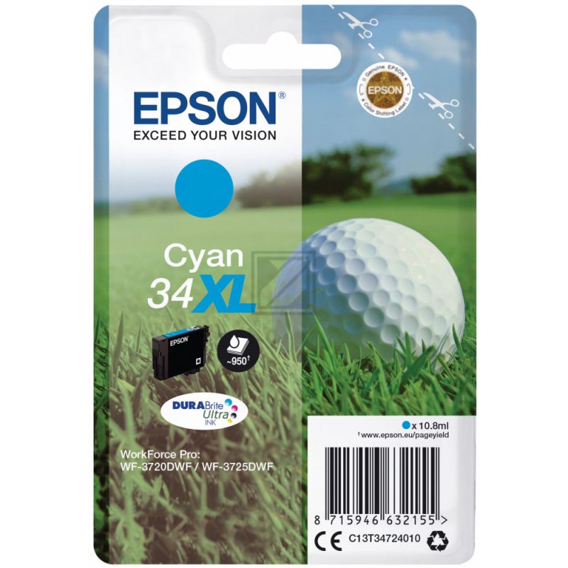 Original Epson C13T34724010 / 34XL Tinte cyan
