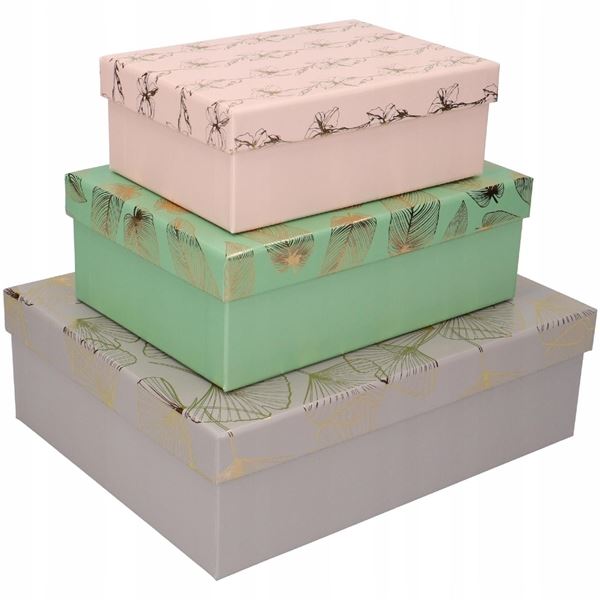 Geschenkboxen - Set, Blumenmuster, 3 Stück