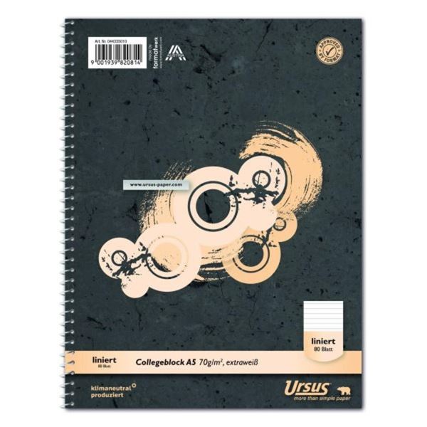 Notizbuch KOLLEGBLOCK URSUS, A5, Metallbindung, perforiert, liniert