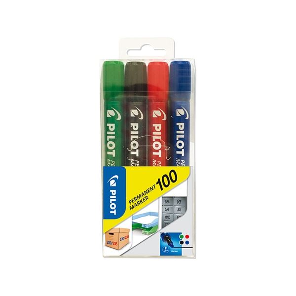 Permanentmarker Pilot 100, Satz mit 4 Farben