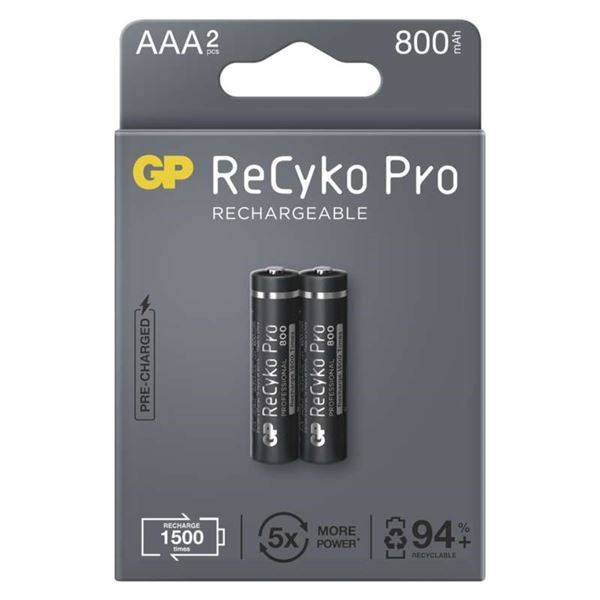 Wiederaufladbare Batterien GP ReCyko Pro-AAA,HR03,800mAh,2Stück