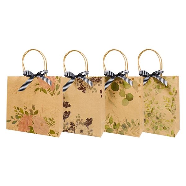 Geschenktüte - 28 x 28 cm, braun mit Muster, 1 Stück